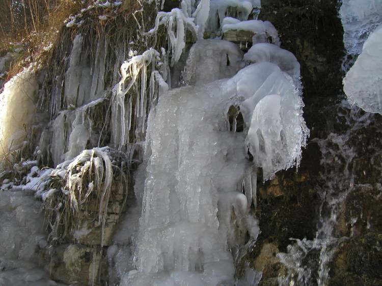 Vereisstes Bächlein bei Tullau im Winter (Bitte hier klicken um dieses Bild in seiner vollen Größe zu betrachten)