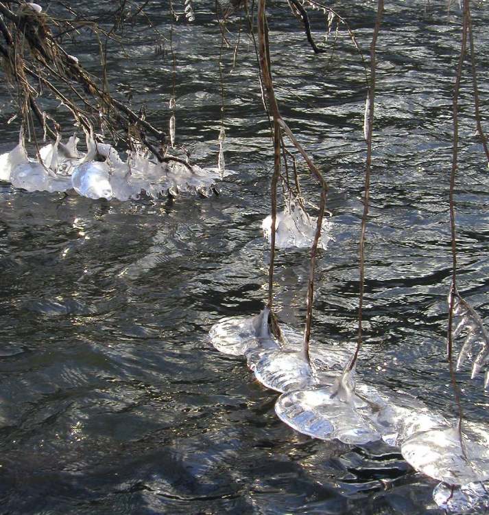 Eiskegel im Fluss (Bitte hier klicken um dieses Bild in seiner vollen Größe zu betrachten)