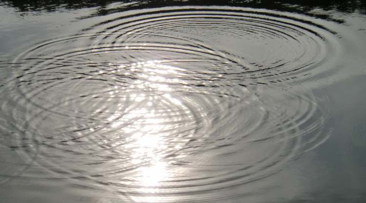 Wasserkreise in der Sonne (Bitte hier klicken um dieses Bild in seiner vollen Größe zu betrachten)